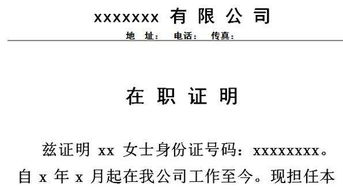 在职证明范本，如何撰写一份专业且有效的在职证明